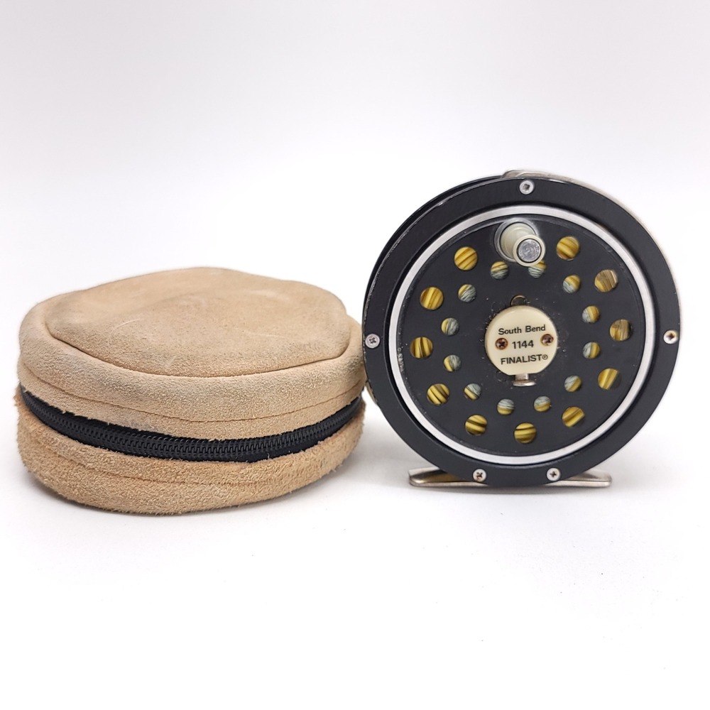 South Bend Finalist 1144 Vintage Fly Fishing Reel with Suede Case Black
